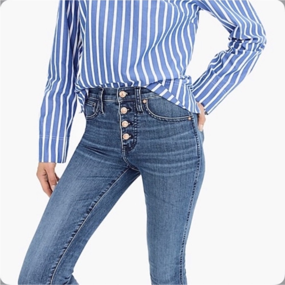 J CREW Vintage Straight Exposed Button Fly Crop Jeans, SIZE 30